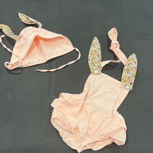 Adorable Peach Bunny Ear Baby Outfit